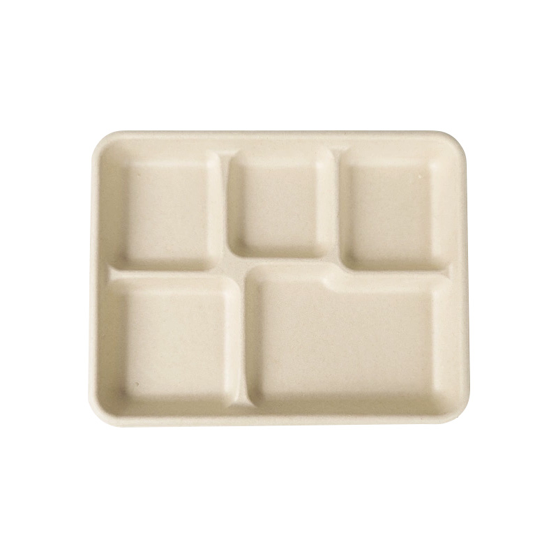 5 Compartment Sugarcane Plate